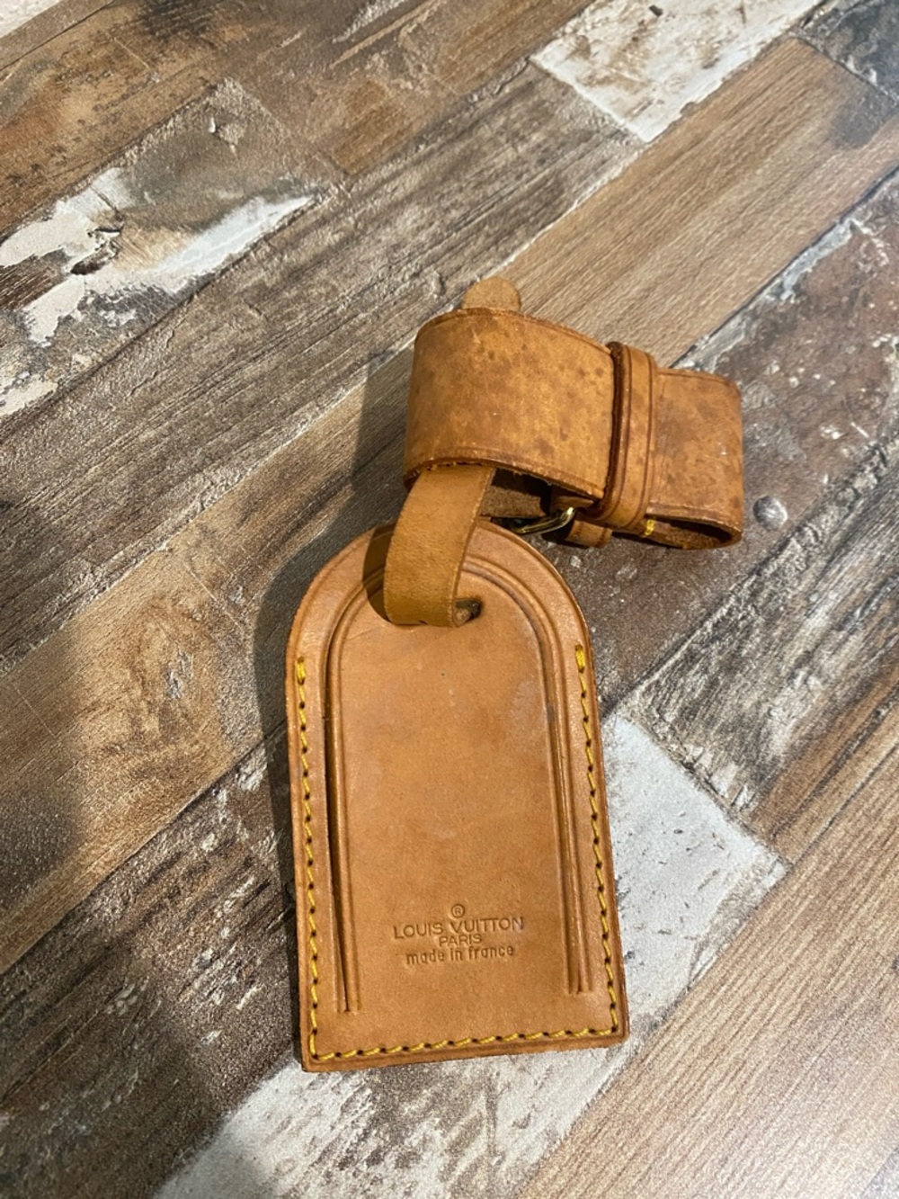 Louis Vuitton Leather Luggage Tag & Poignet Set
